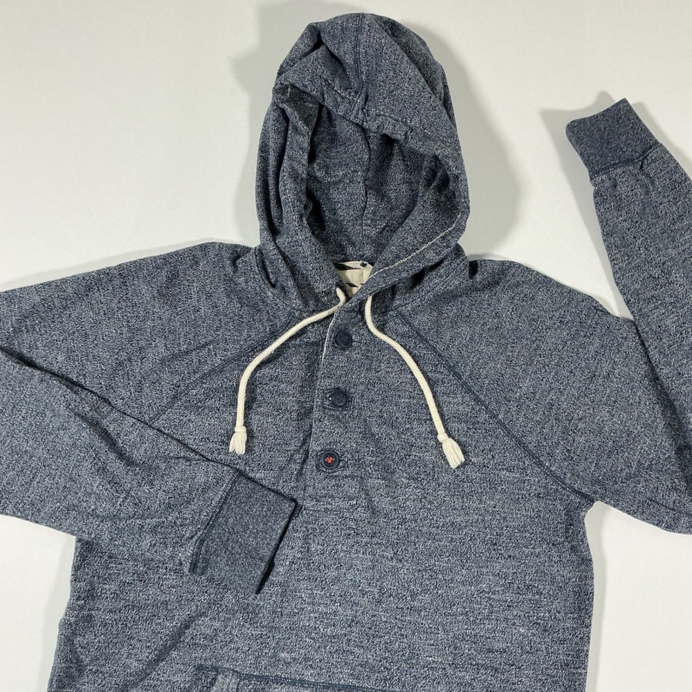 Vans Off The Wall Blue Heathered Henley Pullover Hoodie Size M